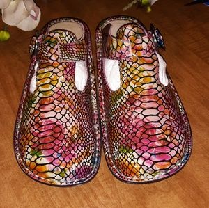 Alegria Classic Rainbow Snake Patent Leather Clog